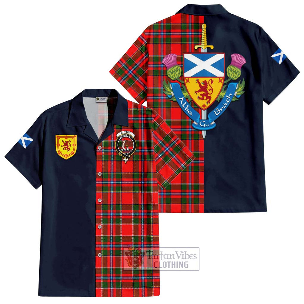 Butter Tartan Hawaiian Shirt Alba with Scottish Lion Royal Arm Half Style Kid - Tartan Vibes Clothing