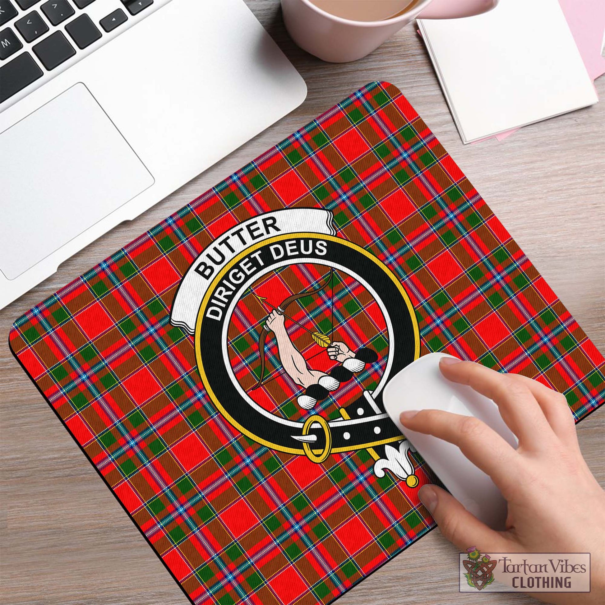 Tartan Vibes Clothing Butter Tartan Mouse Pad with Family Crest