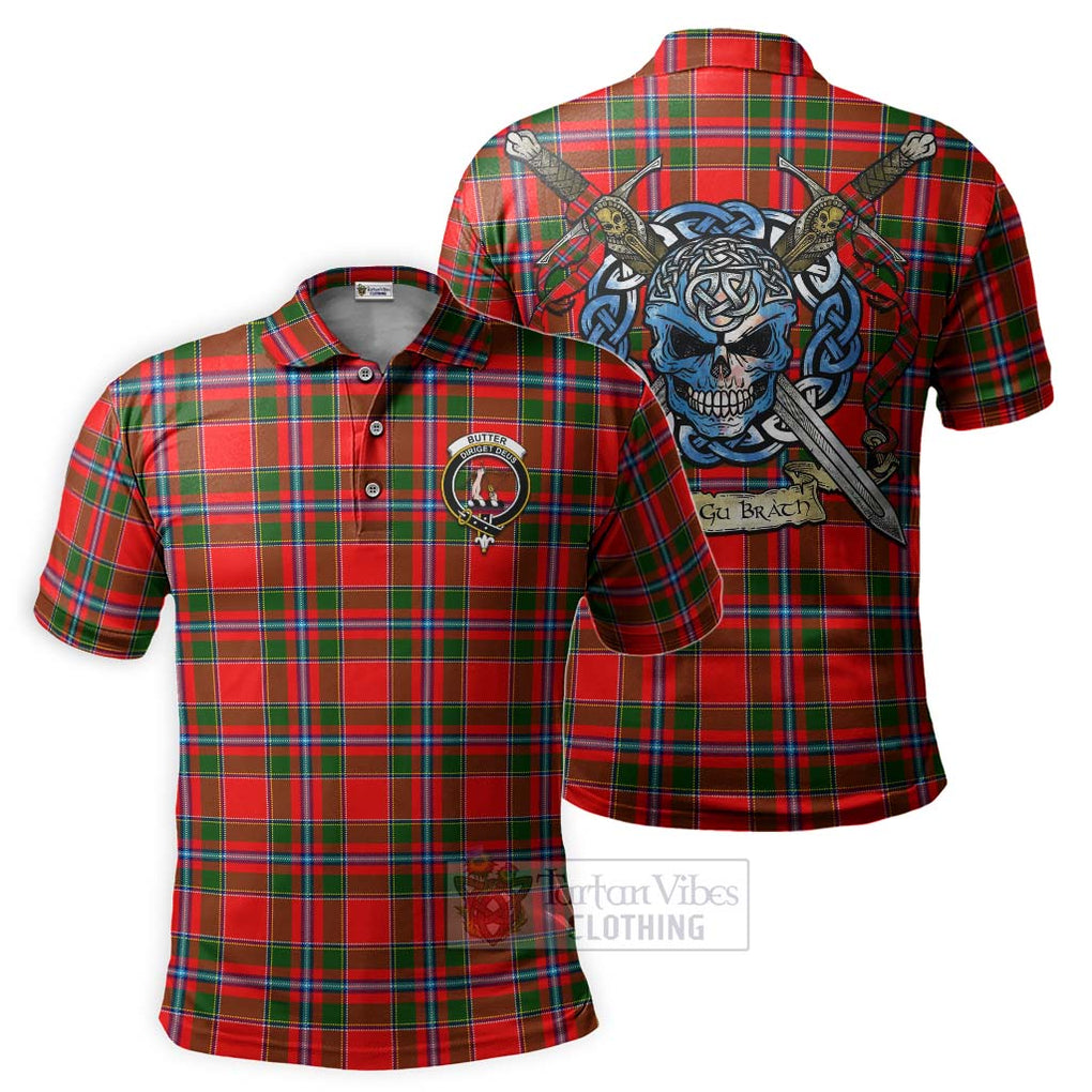 Butter Tartan Polo Shirt with Family Crest Celtic Skull Style Kid - Tartan Vibes Clothing