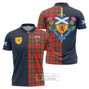 Butter Tartan Zipper Polo Shirt Alba with Scottish Lion Royal Arm Half Style Unisex - Tartan Vibes Clothing