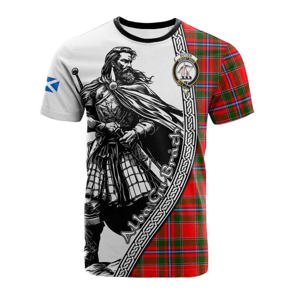 Butter Tartan Clan Crest Cotton T-shirt with Highlander Warrior Celtic Style Kid's Shirt - Tartan Vibes Clothing