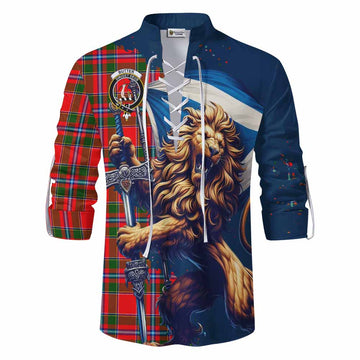 Butter Tartan Family Crest Ghillie Kilt Shirt with Scottish Majestic Lion Men - Tartan Vibes Clothing