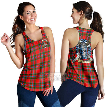 Butter Tartan Women's Racerback Tanks with Family Crest Celtic Skull Style 4XL - Tartan Vibes Clothing