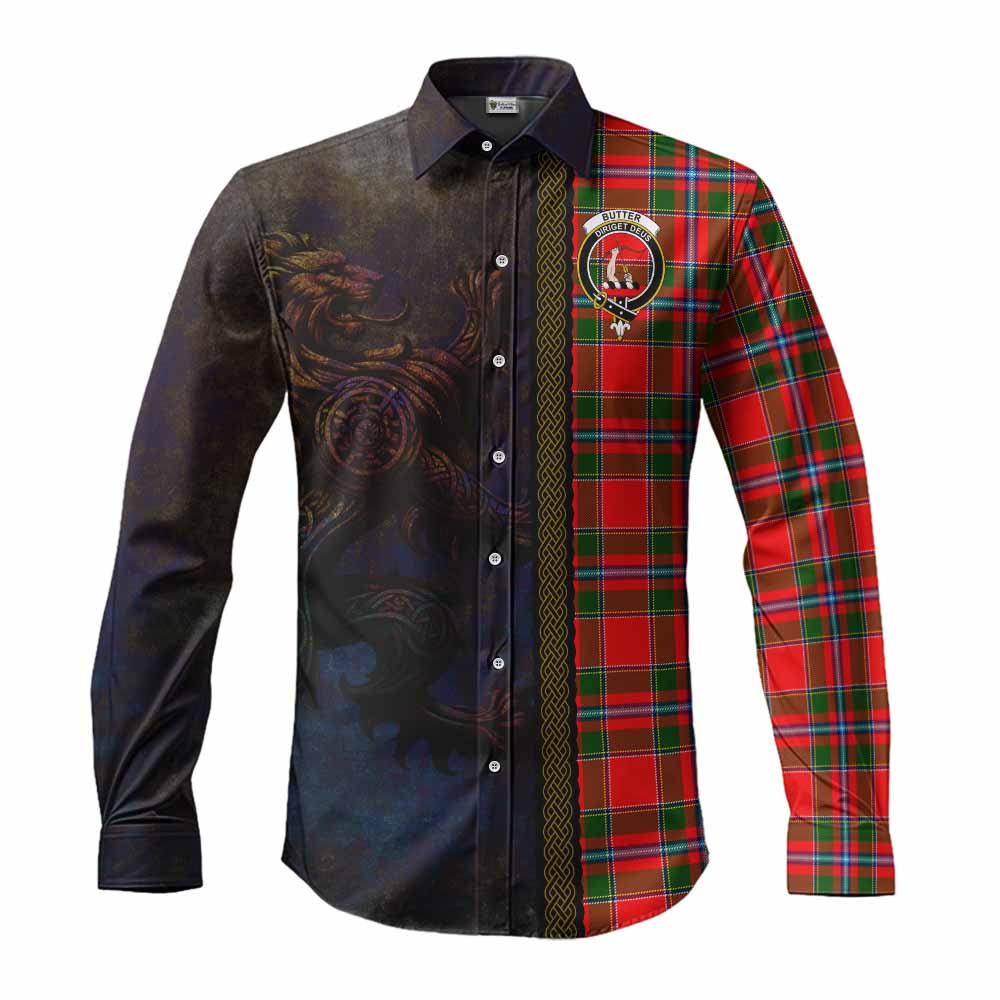 Butter Tartan Family Crest Long Sleeve Button Shirt Alba Gu Brath Be Brave Lion Ancient Style Men's Shirt S - Tartan Vibes Clothing