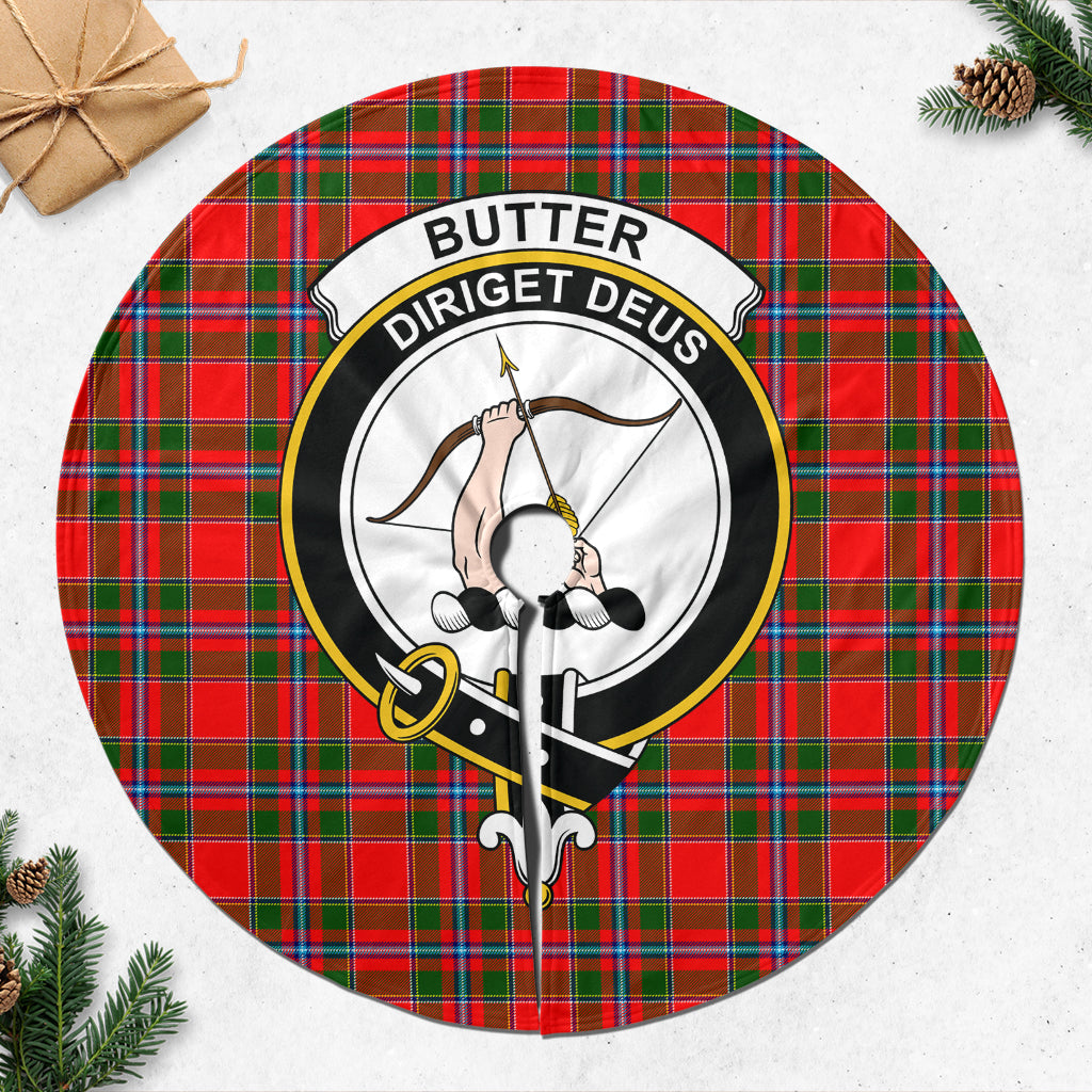 Butter Tartan Christmas Tree Skirt with Family Crest 47*47 inch - Tartan Vibes Clothing