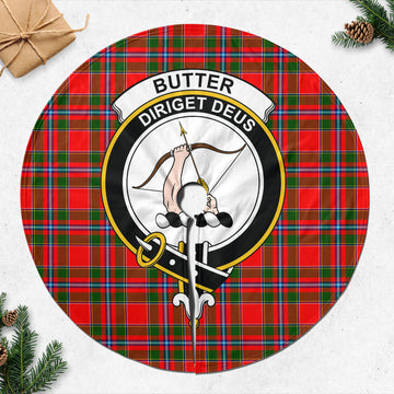 Butter Tartan Christmas Tree Skirt with Family Crest 47*47 inch - Tartan Vibes Clothing