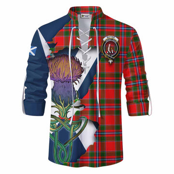 Tartan Vibes Clothing Butter Tartan Family Crest Ghillie Kilt Shirt Scottish Thistle Celtic Inspired