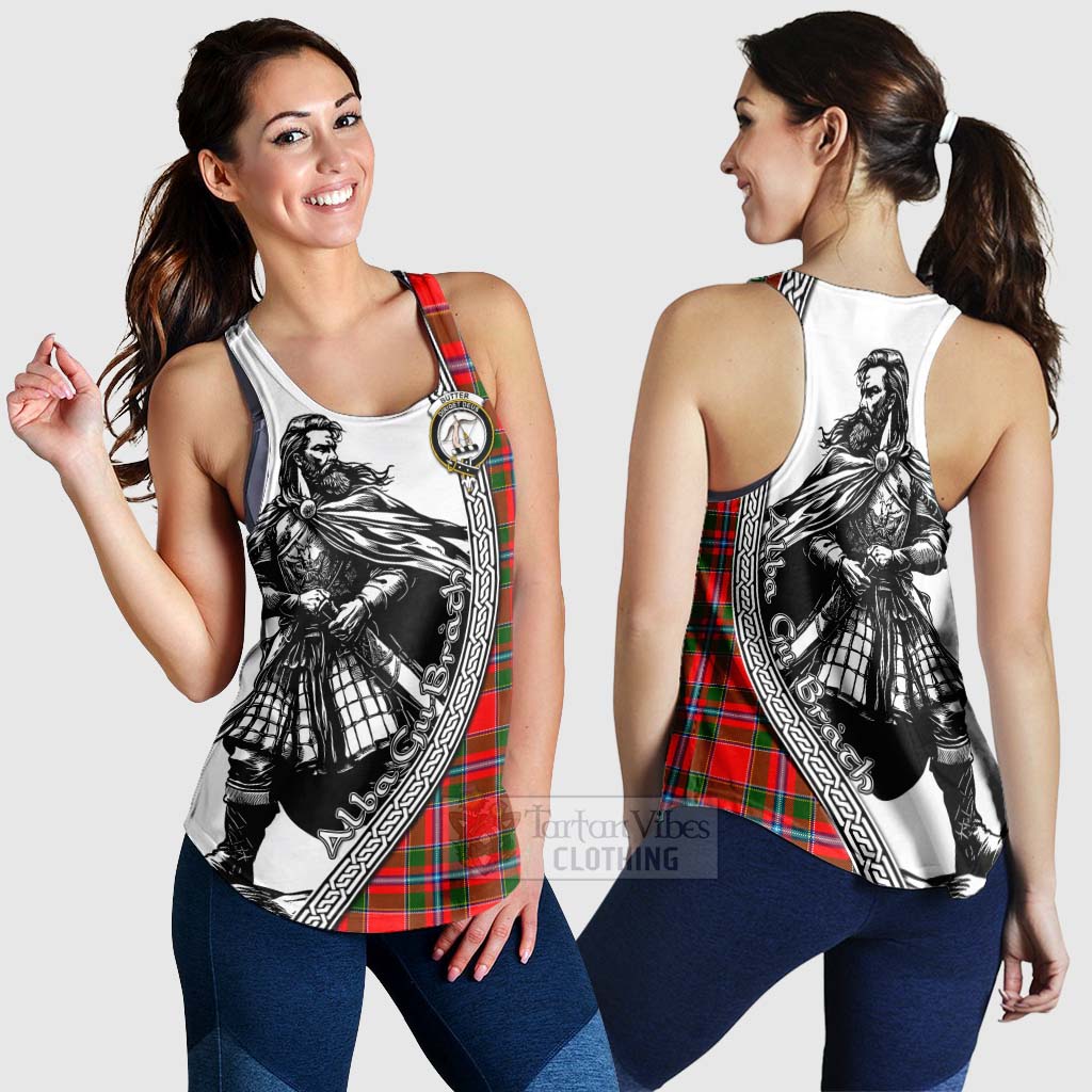 Butter Tartan Clan Crest Women's Racerback Tanks with Highlander Warrior Celtic Style 4XL - Tartan Vibes Clothing