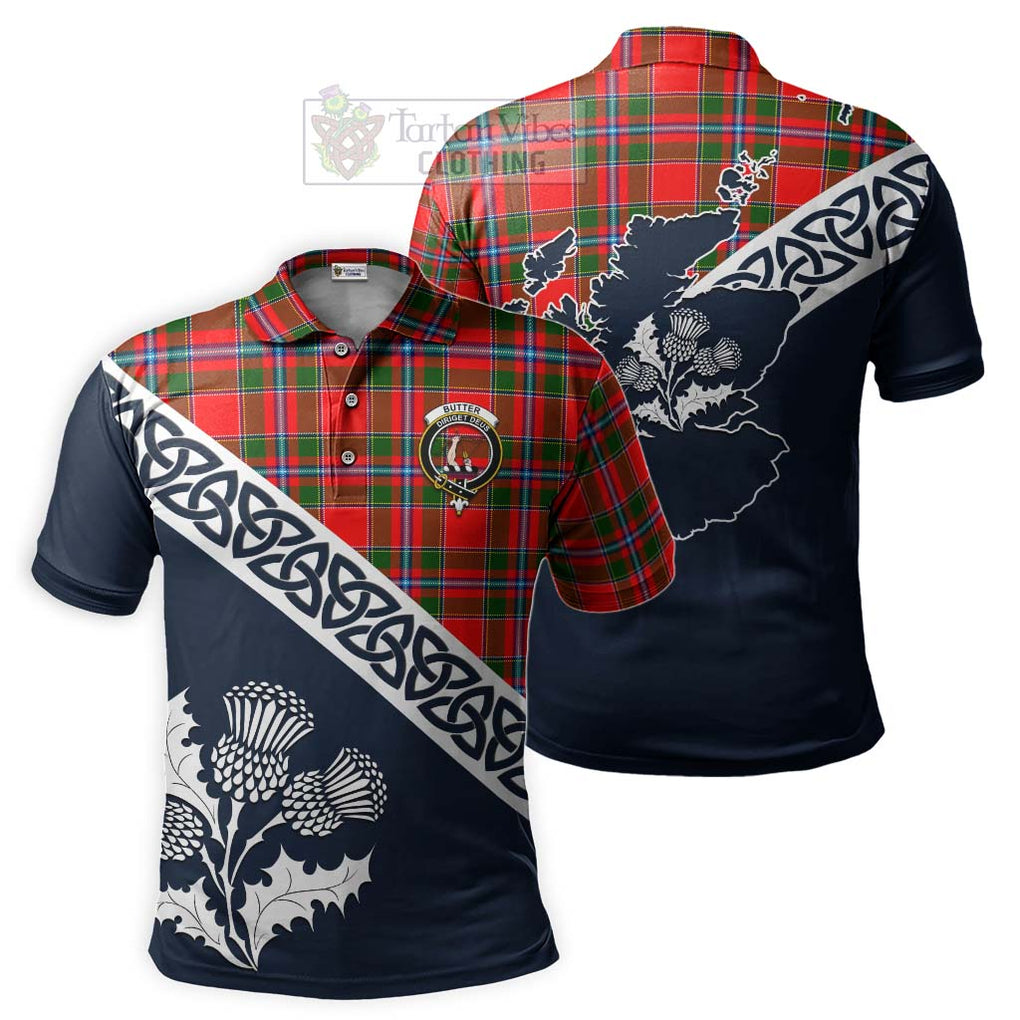 Butter Tartan Polo Shirt Featuring Thistle and Scotland Map Kid - Tartanvibesclothing Store