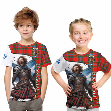 Tartan Vibes Clothing Butter Crest Tartan Kid T-Shirt Inspired by the Freedom of Scottish Warrior