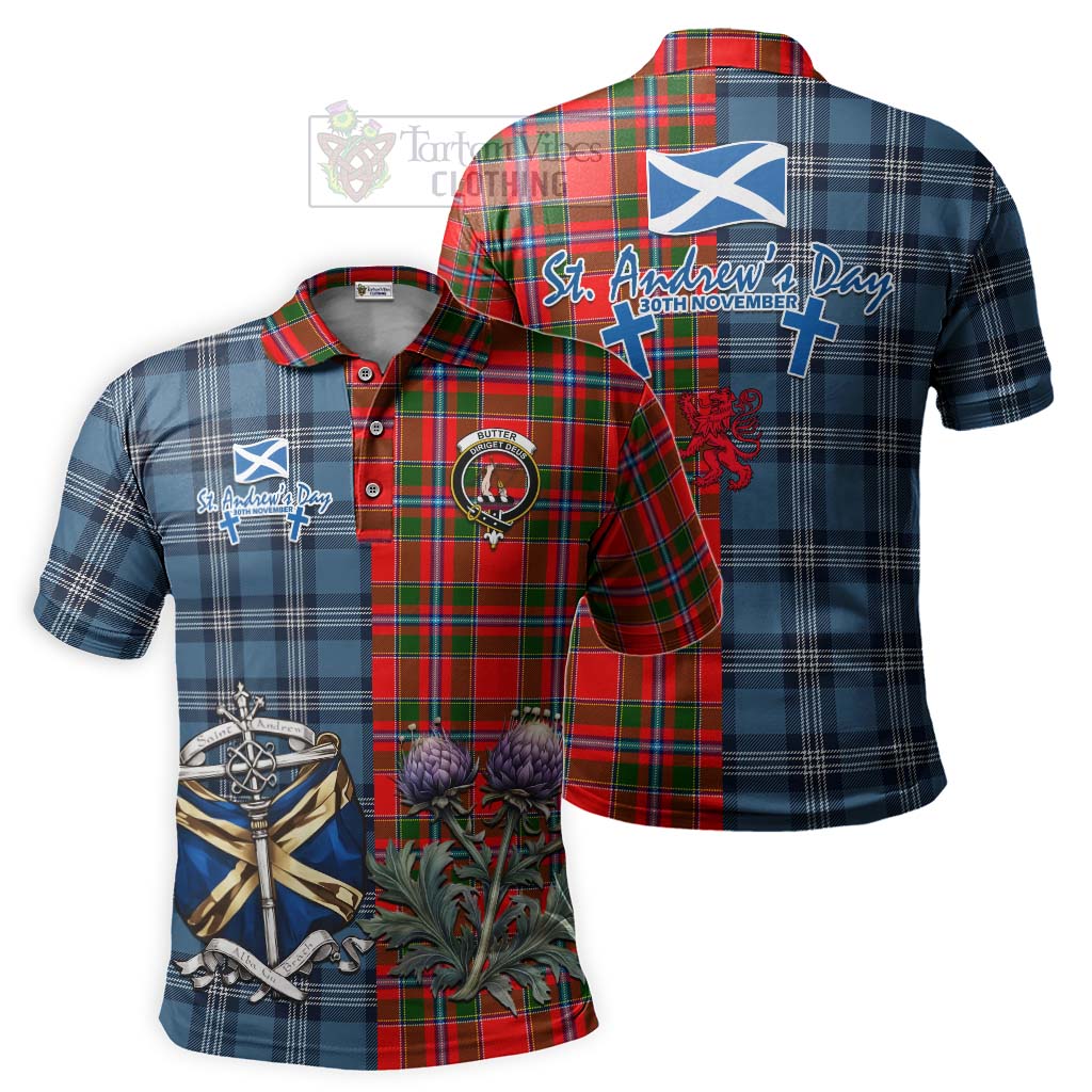 Butter Tartan Polo Shirt Happy St. Andrew's Day Half Tartan Style Kid - Tartan Vibes Clothing