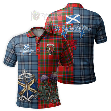 Butter Tartan Polo Shirt Happy St. Andrew's Day Half Tartan Style Kid - Tartan Vibes Clothing