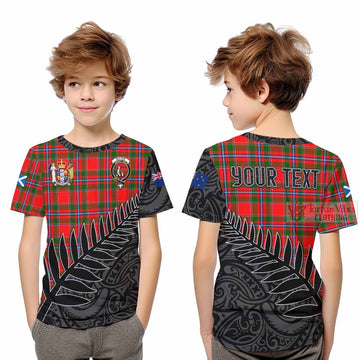 Butter Crest Tartan Kid T-Shirt with New Zealand Silver Fern Half Style Youth XL Size14 - Tartan Vibes Clothing