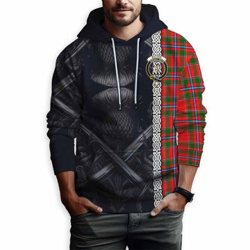 Butter Tartan Hoodie with Family Crest Cross Sword Thistle Celtic Vibes Pullover Hoodie - Tartan Vibes Clothing