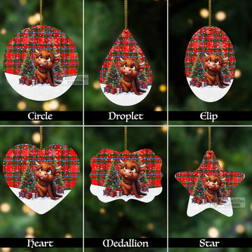Butter Tartan Christmas Aluminium Ornament with Adorable Highland Coo Aluminium - Tartan Vibes Clothing