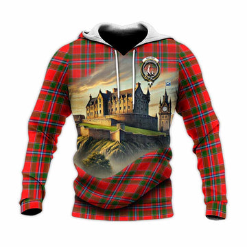 Butter Tartan Family Crest Knitted Hoodie with Scottish Ancient Castle Style Unisex Knitted Pullover Hoodie - Tartan Vibes Clothing