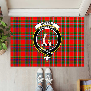 Butter Tartan Rubber Doormat with Family Crest