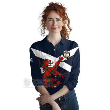 Butter Tartan Lion Rampant Women's Casual Shirt Proudly Display Your Heritage with Alba Gu Brath and Clan Name Female - Tartan Vibes Clothing