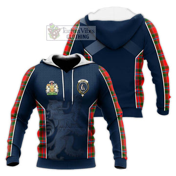 Butter Tartan Knitted Hoodie with Family Crest and Lion Rampant Vibes Sport Style Unisex Knitted Pullover Hoodie - Tartan Vibes Clothing
