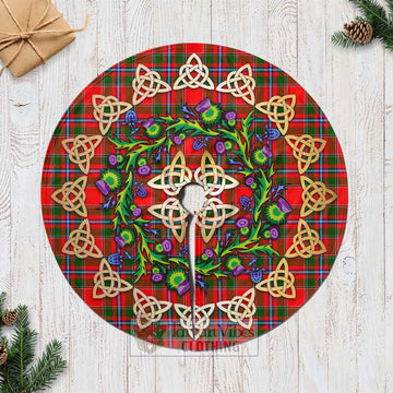 Butter Tartan Christmas Tree Skirt with Thistle Celtic Knot Style Casual Tree Skirts - Tartan Vibes Clothing