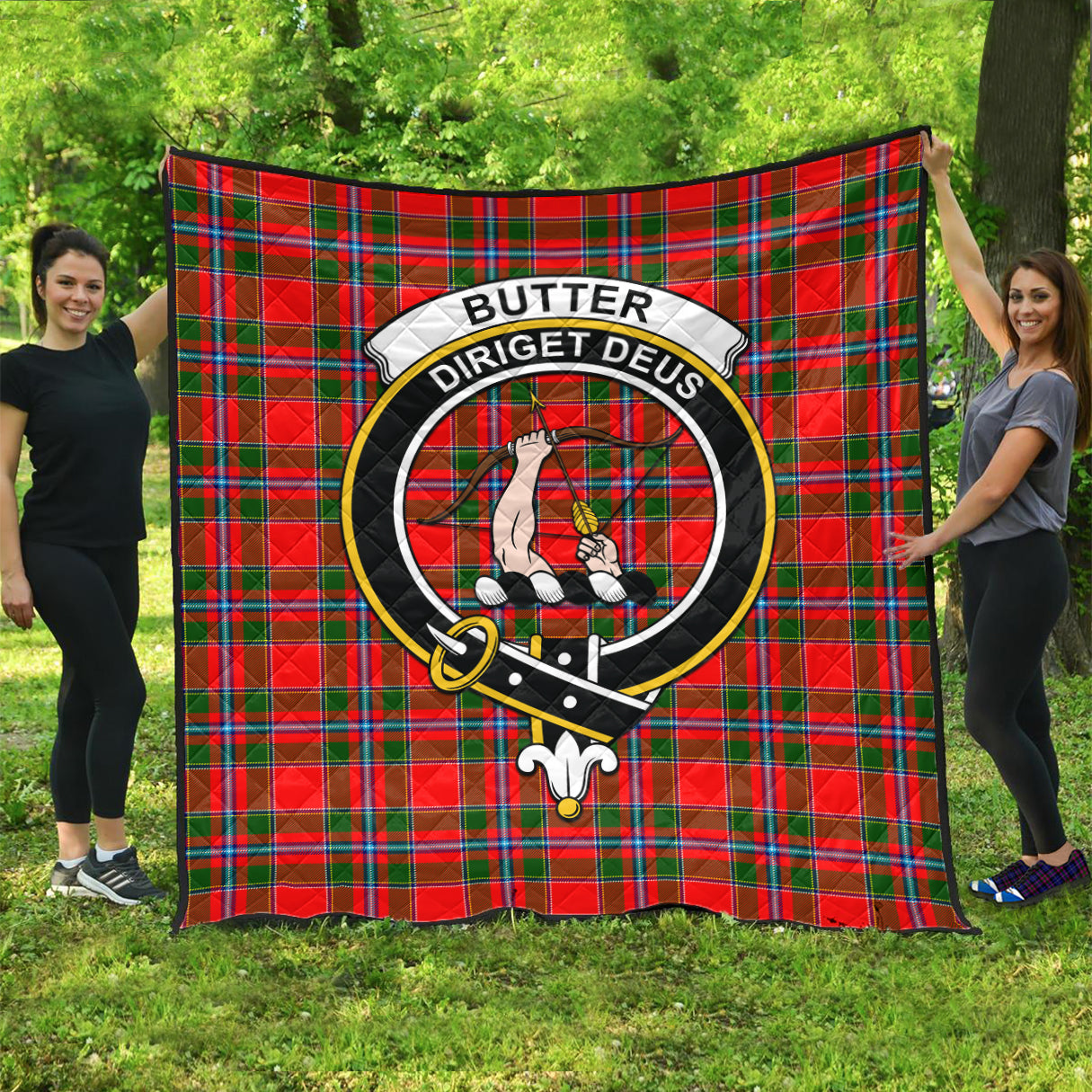 Butter Tartan Quilt with Family Crest