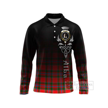 Butter Tartan Long Sleeve Polo Shirt Featuring Alba Gu Brath Family Crest Celtic Inspired Unisex - Tartan Vibes Clothing