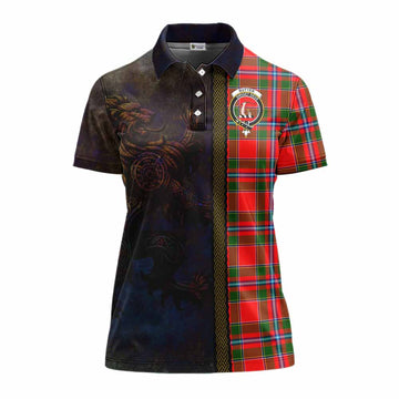 Butter Tartan Family Crest Women's Polo Shirt Alba Gu Brath Be Brave Lion Ancient Style Women - Tartan Vibes Clothing