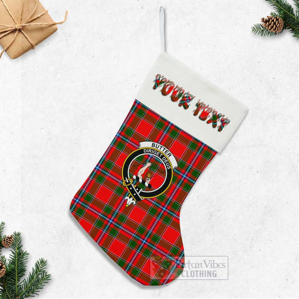 Butter Tartan Family Crest Christmas Stocking with Personalized Text - Tartan Vibes Clothing