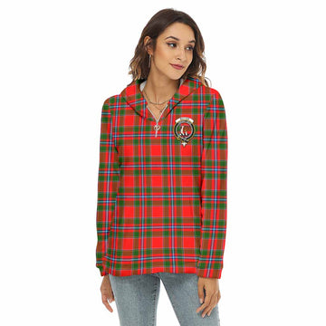 Butter Tartan Women's Borg Fleece Hoodie with Half Zip with Family Crest Female - Tartan Vibes Clothing
