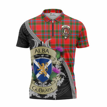 Butter Tartan Family Crest Zipper Polo Shirt Lion Rampant Royal Thistle Shield Celtic Inspired Unisex - Tartan Vibes Clothing
