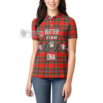 Butter Tartan Women's Polo Shirt with Family Crest DNA In Me Style Women - Tartan Vibes Clothing