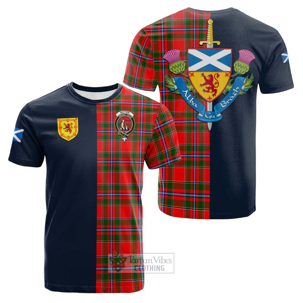 Butter Tartan Cotton T-shirt Alba with Scottish Lion Royal Arm Half Style Kid's Shirt - Tartan Vibes Clothing