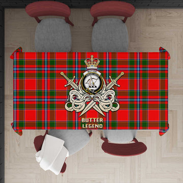 Tartan Vibes Clothing Butter Tartan Tablecloth with Clan Crest and the Golden Sword of Courageous Legacy