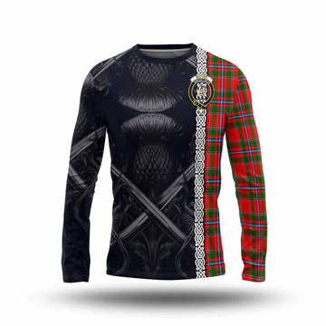 Butter Tartan Long Sleeve T-Shirt with Family Crest Cross Sword Thistle Celtic Vibes Unisex - Tartan Vibes Clothing