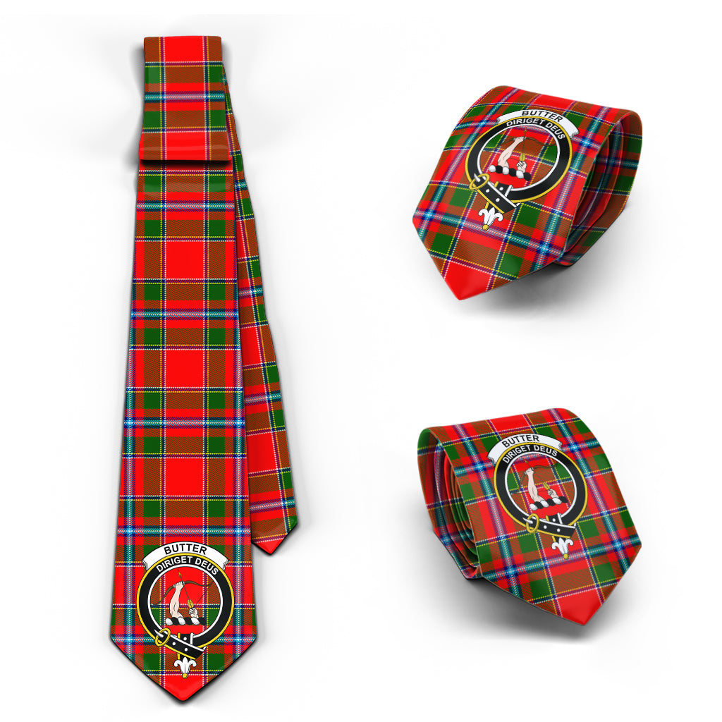 Butter Tartan Classic Necktie with Family Crest Necktie One Size - Tartan Vibes Clothing