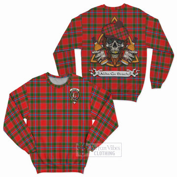 Butter Tartan Sweatshirt with Family Crest and Bearded Skull Holding Bottles of Whiskey Unisex - Tartan Vibes Clothing