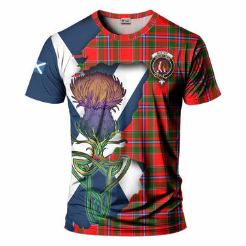 Tartan Vibes Clothing Butter Tartan Family Crest T-Shirt Scottish Thistle Celtic Inspired