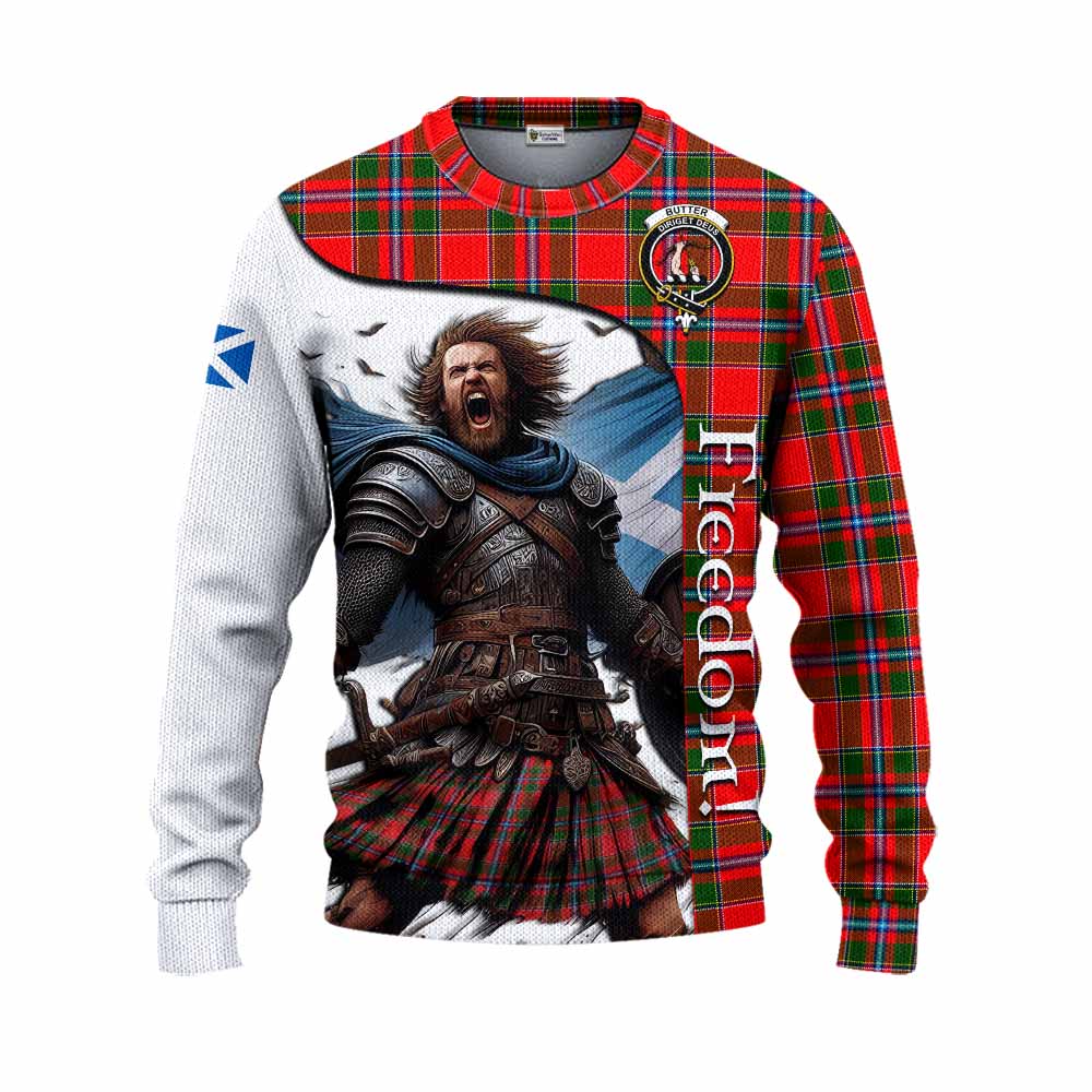 Butter Crest Tartan Knitted Sweater Inspired by the Freedom of Scottish Warrior Unisex - Tartan Vibes Clothing