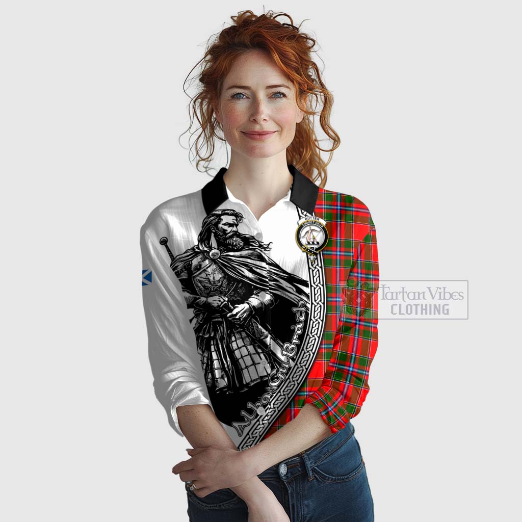 Butter Tartan Clan Crest Women's Casual Shirt with Highlander Warrior Celtic Style Female - Tartan Vibes Clothing