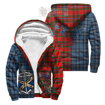 Butter Tartan Sherpa Hoodie Happy St. Andrew's Day Half Tartan Style Unisex S - Tartan Vibes Clothing