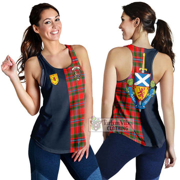 Butter Tartan Women's Racerback Tanks Alba with Scottish Lion Royal Arm Half Style 4XL - Tartan Vibes Clothing