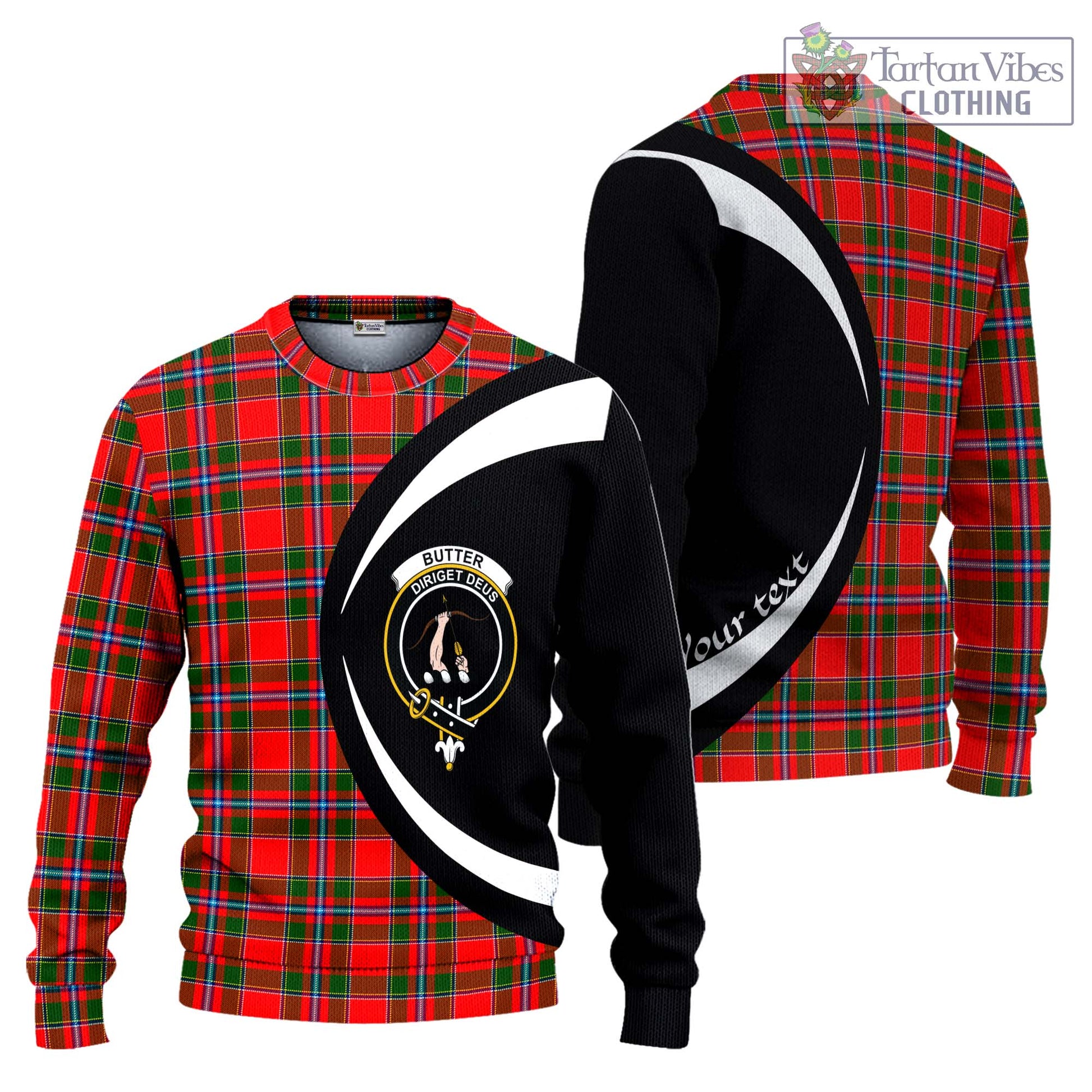 Butter Tartan Ugly Sweater with Family Crest Circle Style Unisex - Tartan Vibes Clothing