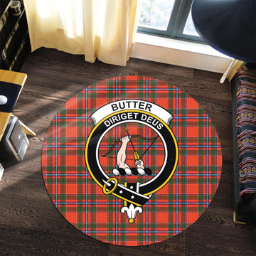 Butter Tartan Round Rug with Family Crest Premium Round Rug - Tartan Vibes Clothing
