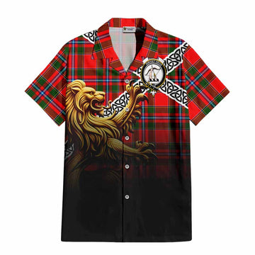 Butter Crest Tartan Hawaiian Shirt with Golden Lion Emblem Celtic Style Kid - Tartan Vibes Clothing