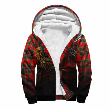 Butter Crest Tartan Sherpa Hoodie with Golden Lion Emblem Celtic Style Unisex S - Tartan Vibes Clothing