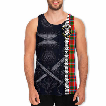 Butter Tartan Men's Tank Top with Family Crest Cross Sword Thistle Celtic Vibes Men - Tartan Vibes Clothing