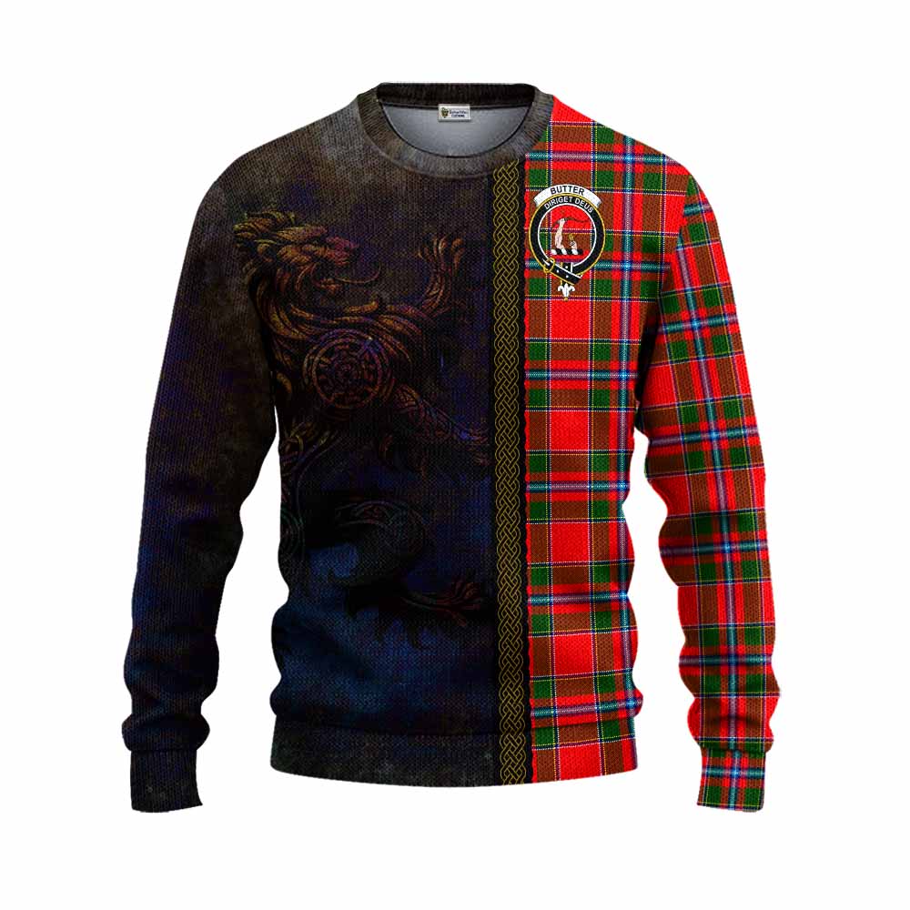 Butter Tartan Family Crest Knitted Sweater Alba Gu Brath Be Brave Lion Ancient Style Unisex - Tartan Vibes Clothing