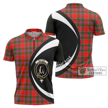 Butter Tartan Zipper Polo Shirt with Family Crest Circle Style Unisex - Tartan Vibes Clothing