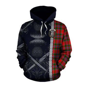 Butter Tartan Cotton Hoodie with Family Crest Cross Sword Thistle Celtic Vibes Pullover Hoodie XS - Tartan Vibes Clothing