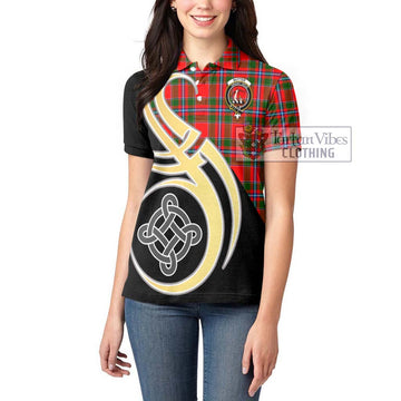 Butter Tartan Women's Polo Shirt with Family Crest and Celtic Symbol Style Women - Tartan Vibes Clothing
